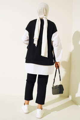 Yandan Bağlamalı Fitilli İkili Takım Siyah - İKİLİ TAKIM