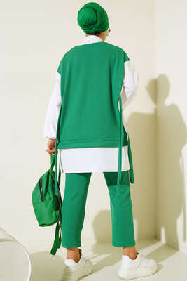Yandan Bağlamalı Fitilli İkili Takım Yeşil - İKİLİ TAKIM