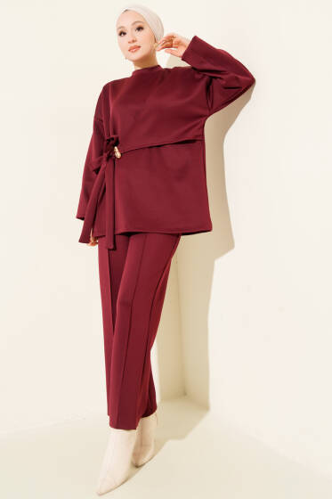 Yandan Bağlamalı Scuba İkili Takım Bordo - İkili Takım