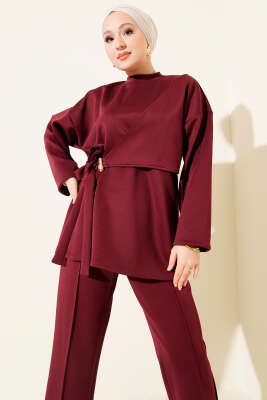 Yandan Bağlamalı Scuba İkili Takım Bordo - İkili Takım