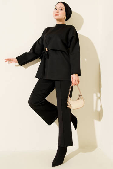 Yandan Bağlamalı Scuba İkili Takım Siyah - İkili Takım