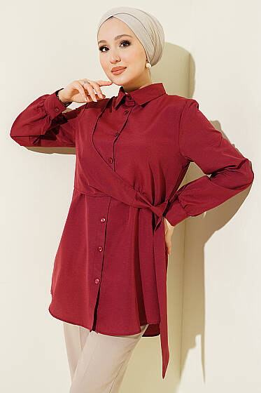 Yandan Bağlamalı Tunik Bordo - Tunik