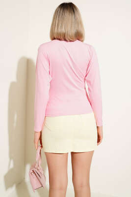 Yandan Büzgülü Bluz Pembe - Yılın Fırsatı