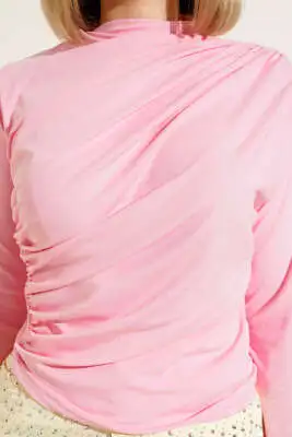 Yandan Büzgülü Bluz Pembe - Yılın Fırsatı