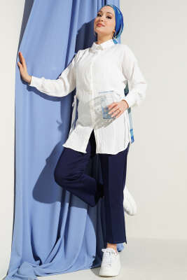 Yandan Büzgülü Krinkıl Gömlek Ekru - Gömlek