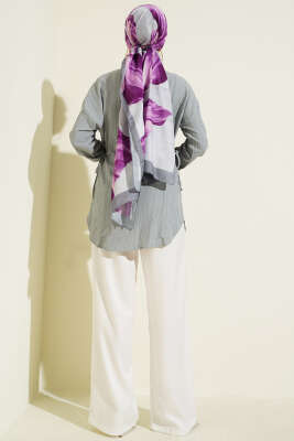 Yandan Büzgülü Krinkıl Gömlek Gri - Gömlek