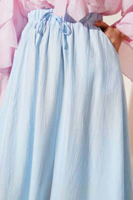 Yandan Cep Detaylı Kloş Etek Bebe Mavi - Uzun Etek