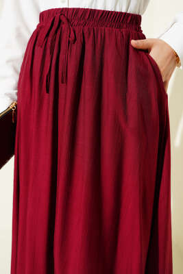 Yandan Cep Detaylı Kloş Etek Bordo - Etek