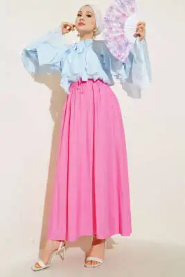 Yandan Cep Detaylı Kloş Etek Pembe - Etek