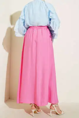 Yandan Cep Detaylı Kloş Etek Pembe - Etek