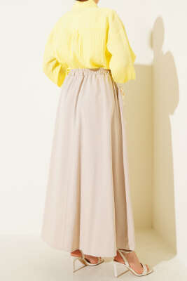 Yandan Cepli Basic Etek Bej - Uzun Etek