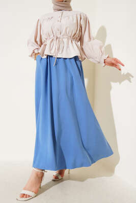 Yandan Cepli Basic Etek Indıgo 