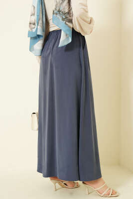 Yandan Cepli Basic Etek Mavi - Etek