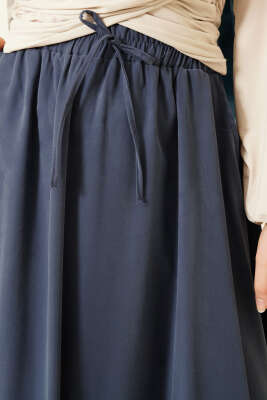 Yandan Cepli Basic Etek Mavi - Etek