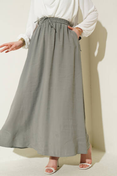 Yandan Cepli Basic Etek Mint Yeşili - Etek