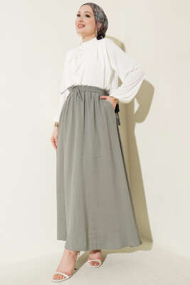 Yandan Cepli Basic Etek Mint Yeşili - Etek