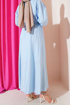 Yandan Cepli Kloş Etek Bebe Mavi - Uzun Etek