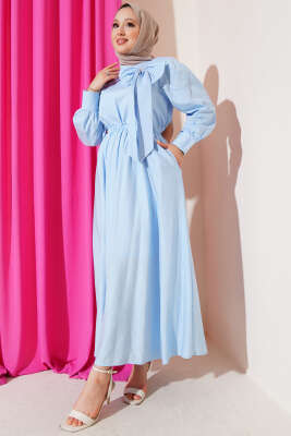 Yandan Cepli Kloş Etek Bebe Mavi - Uzun Etek