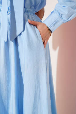 Yandan Cepli Kloş Etek Bebe Mavi - Uzun Etek