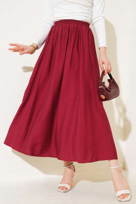 Yandan Cepli Kloş Etek Bordo