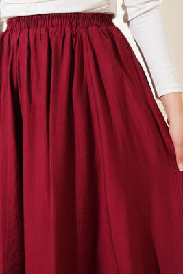 Yandan Cepli Kloş Etek Bordo - Uzun Etek