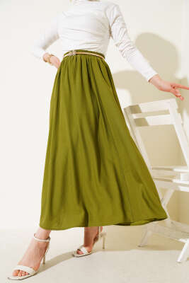 Yandan Cepli Kloş Etek Kına Yeşili 