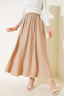 Yandan Cepli Kloş Etek Latte 