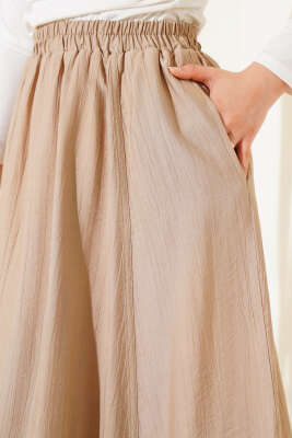 Yandan Cepli Kloş Etek Latte - Uzun Etek