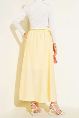 Yandan Cepli Kloş Etek Sarı - Uzun Etek