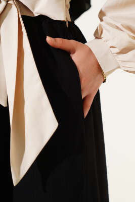 Yandan Cepli Kloş Etek Siyah - Uzun Etek