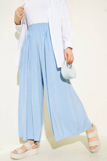 Yandan Cepli Salaş Tensel Pantolon Bebe Mavi - Pantolon