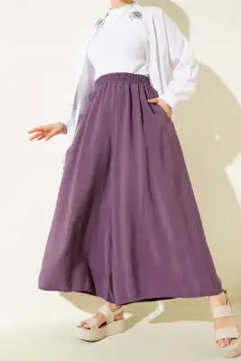 Yandan Cepli Salaş Tensel Pantolon Mor - Pantolon