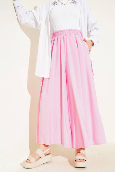 Yandan Cepli Salaş Tensel Pantolon Pembe - Pantolon