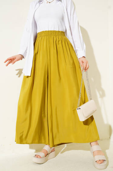 Yandan Cepli Salaş Tensel Pantolon Yağ Yeşili - Pantolon