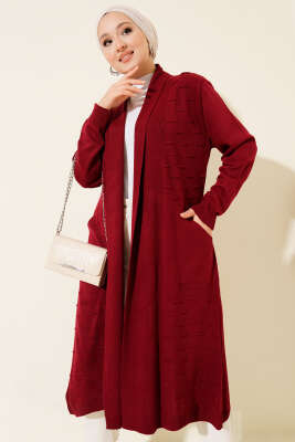 Yandan Dikişli Bağcıklı Hırka Bordo - 300-500 TL Ürünler