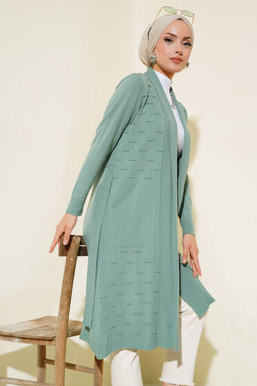 Yandan Dikişli Bağcıklı Hırka Çağla Yeşili - Hırka