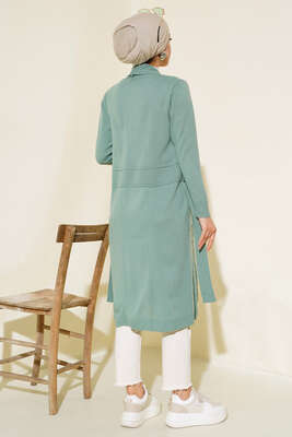 Yandan Dikişli Bağcıklı Hırka Çağla Yeşili - Triko Hırka