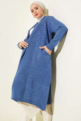 Yandan Dikişli Bağcıklı Hırka İndigo - Günün Seçilenleri