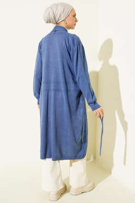 Yandan Dikişli Bağcıklı Hırka İndigo - Günün Seçilenleri