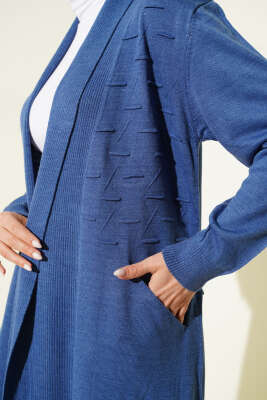 Yandan Dikişli Bağcıklı Hırka İndigo - Günün Seçilenleri