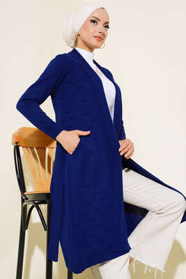 Yandan Dikişli Bağcıklı Hırka Lacivert - Triko Hırka