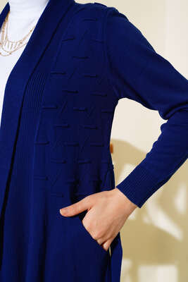 Yandan Dikişli Bağcıklı Hırka Lacivert - Triko Hırka