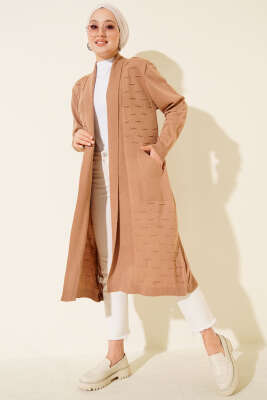 Yandan Dikişli Bağcıklı Hırka Latte 