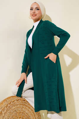 Yandan Dikişli Bağcıklı Hırka Zümrüt - RAFİMİX