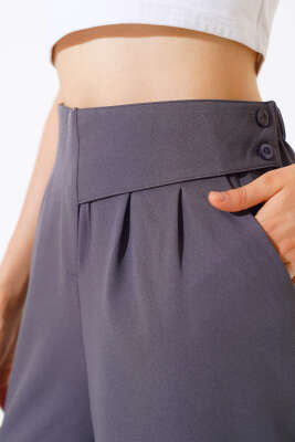 Yandan Düğmeli Pantolon Füme - Kadın Giyim Modelleri