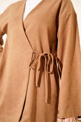 Yandan İp Bağlamalı Tunik Camel - Tunik