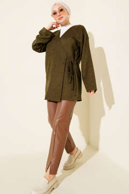Yandan İp Bağlamalı Tunik Haki - Tunik