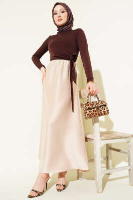 Yanı Bağlamalı Sandy Bluz Kahve - Yılın Fırsatı