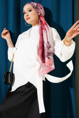 Yanı Bağlamalı Saten Bluz Ekru - MISRA