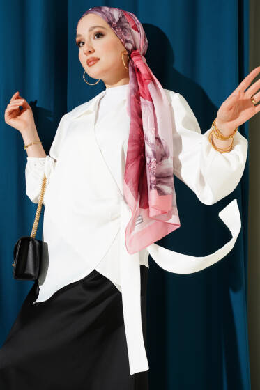 Yanı Bağlamalı Saten Bluz Ekru - Bluz